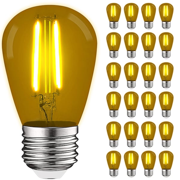 Luxrite S14 LED Edison Yellow Light Bulbs 0.5W Colored Bulb for String Lights E26 Base, 24PK LR21735-24PK - main